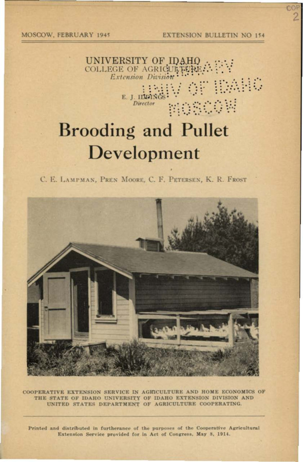 University of Idaho, College of Agriculture, Extension Division, Extension bulletin No. 154, 1945.