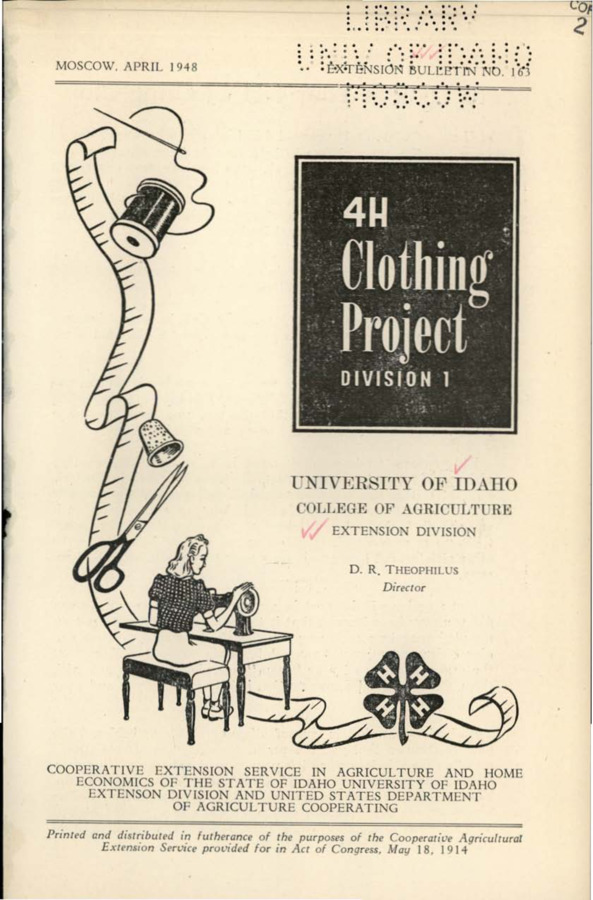 University of Idaho, College of Agriculture, Extension Division, Extension bulletin No. 163, 1948.