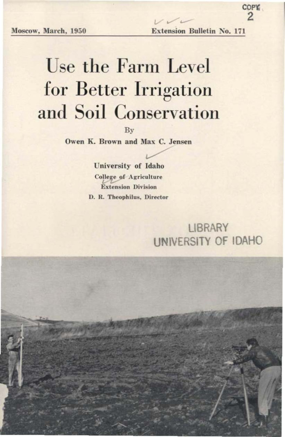 University of Idaho, College of Agriculture, Extension Division, Extension bulletin No. 171, 1950.