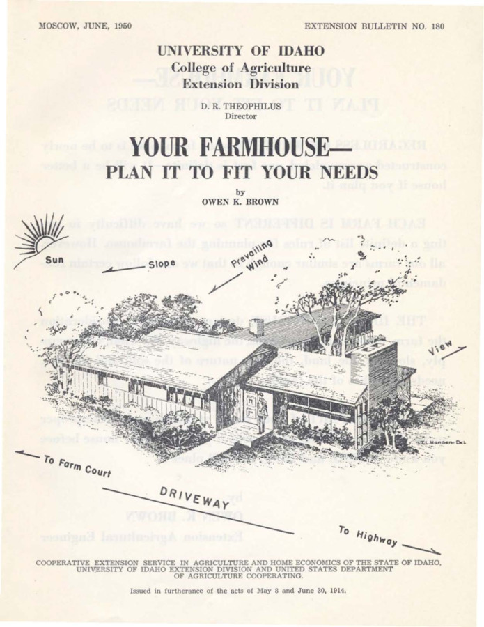 University of Idaho, College of Agriculture, Extension Division, Extension bulletin No. 180, 1950.