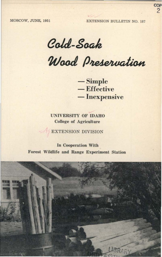 University of Idaho, College of Agriculture, Extension Division, Extension bulletin No. 187, 1951.