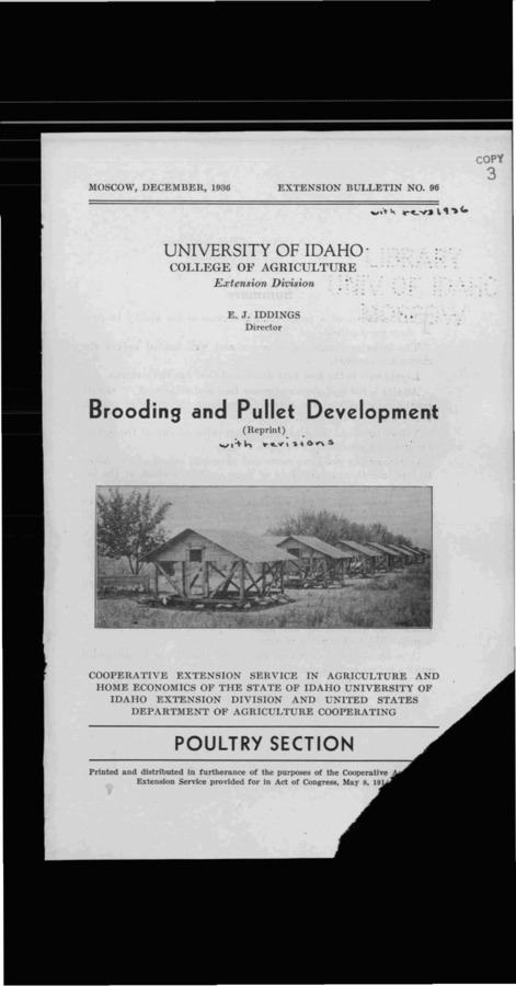 University of Idaho, College of Agriculture, Extension Division, Extension bulletin No. 096, 1936.