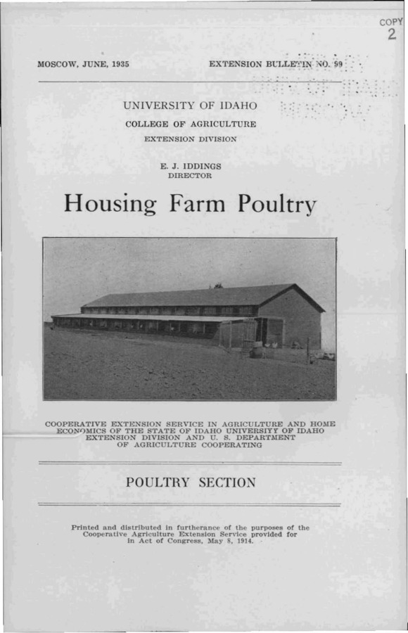 University of Idaho, College of Agriculture, Extension Division, Extension bulletin No. 099, 1935.
