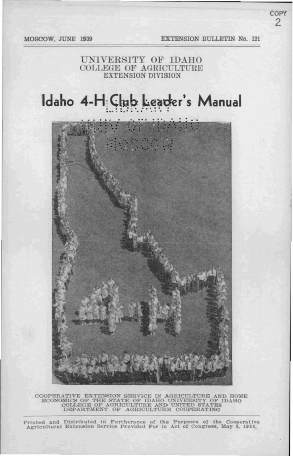 University of Idaho, College of Agriculture, Extension Division, Extension bulletin No. 121, 1939.