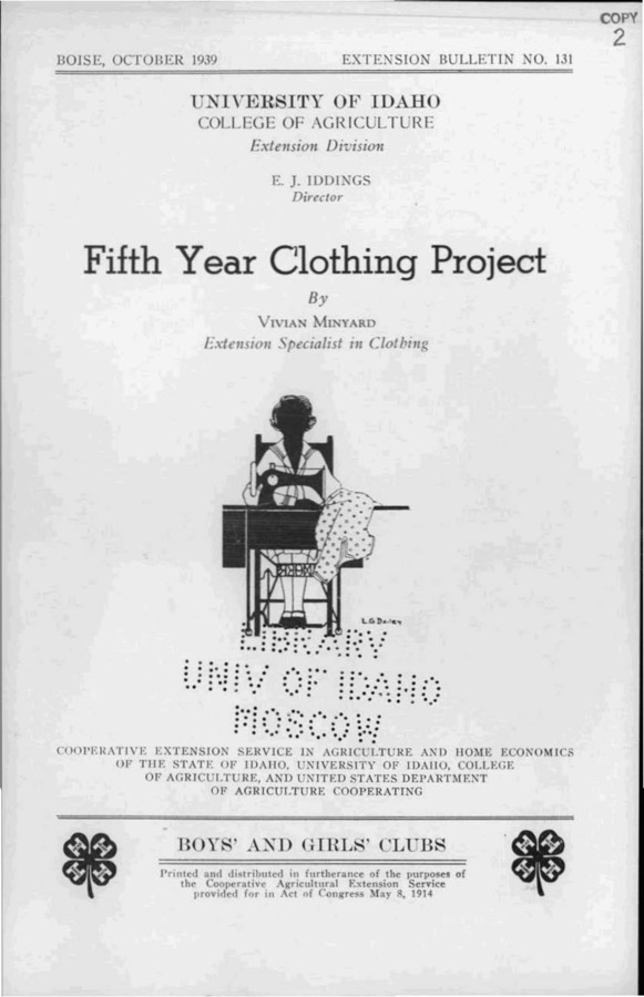 University of Idaho, College of Agriculture, Extension Division, Extension bulletin No. 131, 1939.