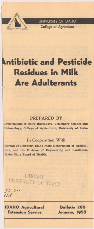 6 p., Idaho Agricultural Extension Service, Bulletin 286, January 1958.