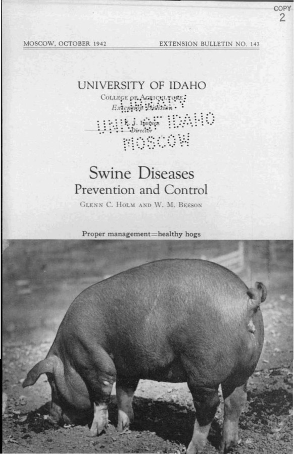 University of Idaho, College of Agriculture, Extension Division, Extension bulletin No. 143, 1942.