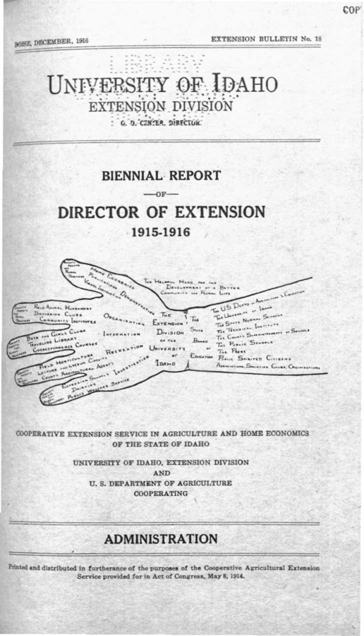 University of Idaho, College of Agriculture, Extension Division, Extension bulletin No. 018, 1916.