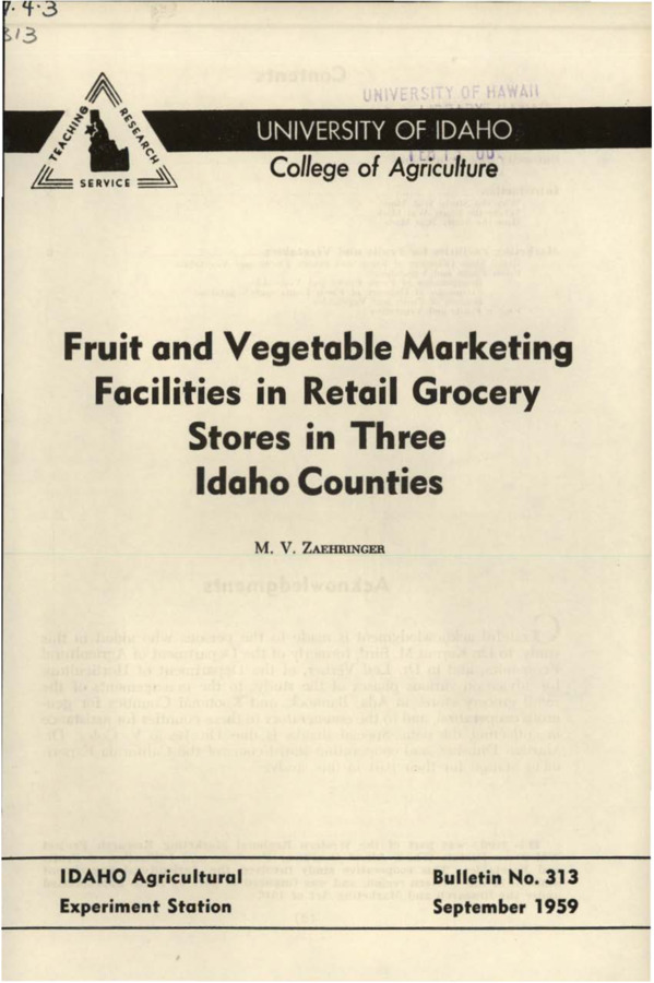 Bulletin no. 313 Moscow, Idaho :University of Idaho, College of Agriculture,1959.  M.V. Zaehringer.  11 p. :ill. ;23 cm.