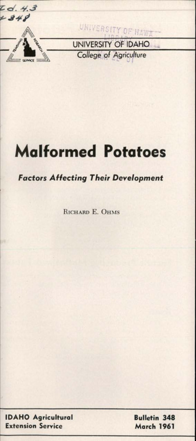 Bulletin no. 348 Moscow, Idaho :University of Idaho, College of Agriculture,1961.  Richard E. Ohms.  1 folded sheet (3 p.) :ill. ;23 cm.