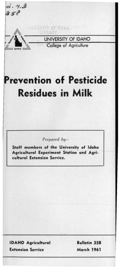 Bulletin no. 358 Moscow, Idaho :University of Idaho, College of Agriculture,1961.  prepared by staff members of the University of Idaho Agricultural Experiment Station and Agricultural Extension Service.  12 p. ;23 cm.