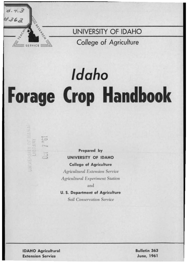 Bulletin no. 363 Moscow, Idaho :University of Idaho, College of Agriculture,1961.  prepared by University of Idaho College of Agriculture Agricultural Extension Service, Agricultural Experiment Station and U.S. Department of Agriculture Soil Conservation Service.  42 p. ;23 cm.