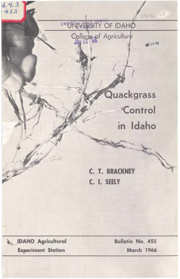 Bulletin no. 455 Moscow, Idaho :University of Idaho, College of Agriculture,1966.  C.T. Brackney, C.I. Seely.  15 p. :ill. ;23 cm.