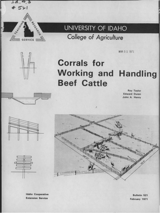 Bulletin no. 521 Moscow, Idaho :University of Idaho, College of Agriculture,1971.  Roy Taylor, Edward Duren, John A. Henry.  16 p. :ill., plans ;28 cm.