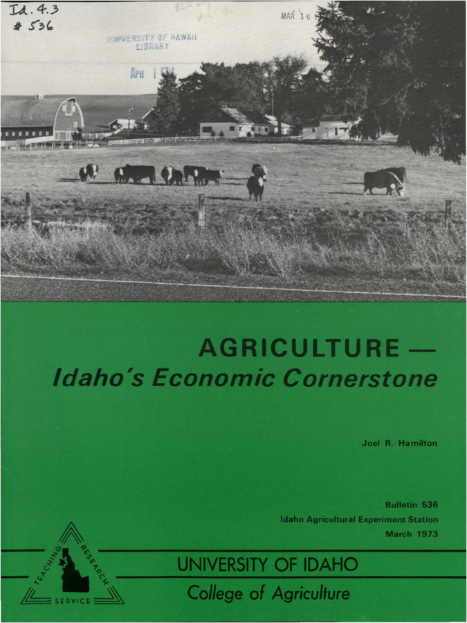 Bulletin no. 536 Moscow, Idaho :University of Idaho, College of Agriculture,1973.  Joel R. Hamilton.  15 p. :ill. ;28 cm.