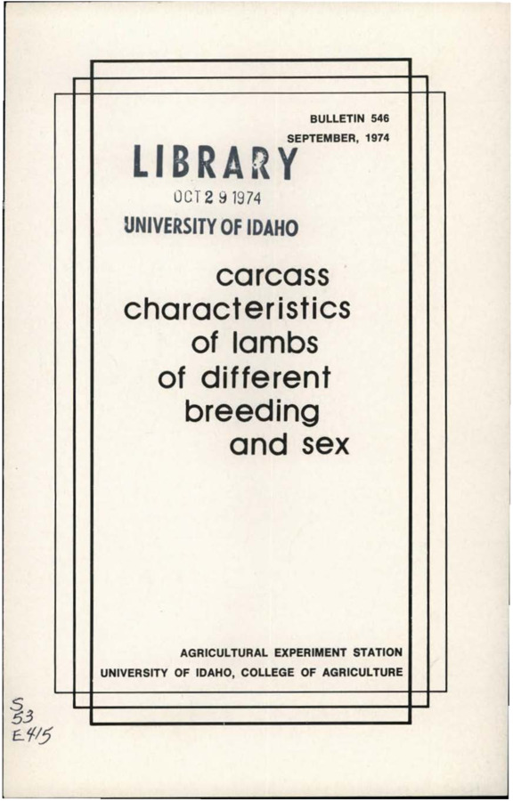 Bulletin no. 546 Moscow, Idaho :University of Idaho, College of Agriculture,1974.  [T. Donald Bell ... et al.].  12 p. ;23 cm.