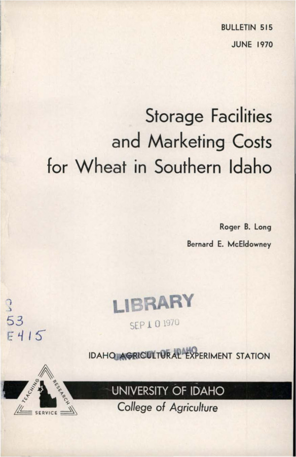 Bulletin no. 515 Moscow, Idaho :University of Idaho, College of Agriculture,1970.  Roger B. Long, Bernard E. McEldowney.  24 p. :ill. ;23 cm.