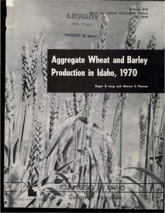 Bulletin no. 518 Moscow :Agricultural Experiment Station, University of Idaho, College of Agriculture,1970.  Roger B. Long and Monica E. Thomas.  29 p. :ill. ;28 cm.