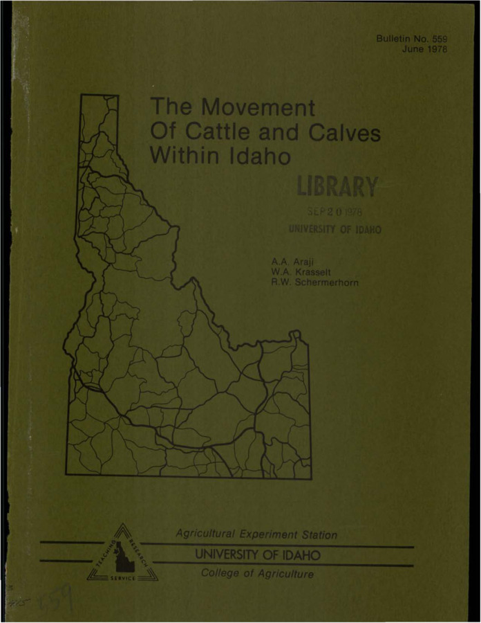 Bulletin no. 559 Moscow, Idaho :University of Idaho, College of Agriculture,1978.  A.A. Araji, W.A. Krasselt, R.W. Schermerhorn.  6 p. :maps ;28 cm.  Cover title.