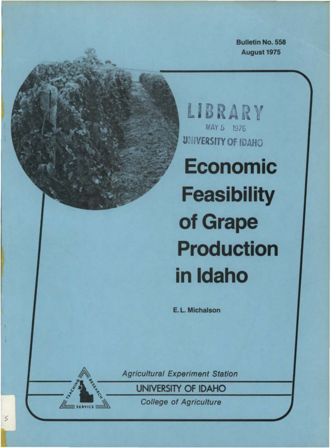 Bulletin no. 558 Moscow :Idaho Agricultural Experiment Station, University of Idaho, College of Agriculture,1975.  E. L. Michalson.  16 p. ;28 cm.  Cover title.