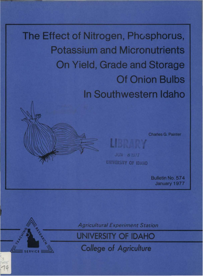 Bulletin no. 574 Moscow, Idaho :University of Idaho, College of Agriculture,1977.  Charles G. Painter.  10 p. :ill. ;28 cm.  Cover title.