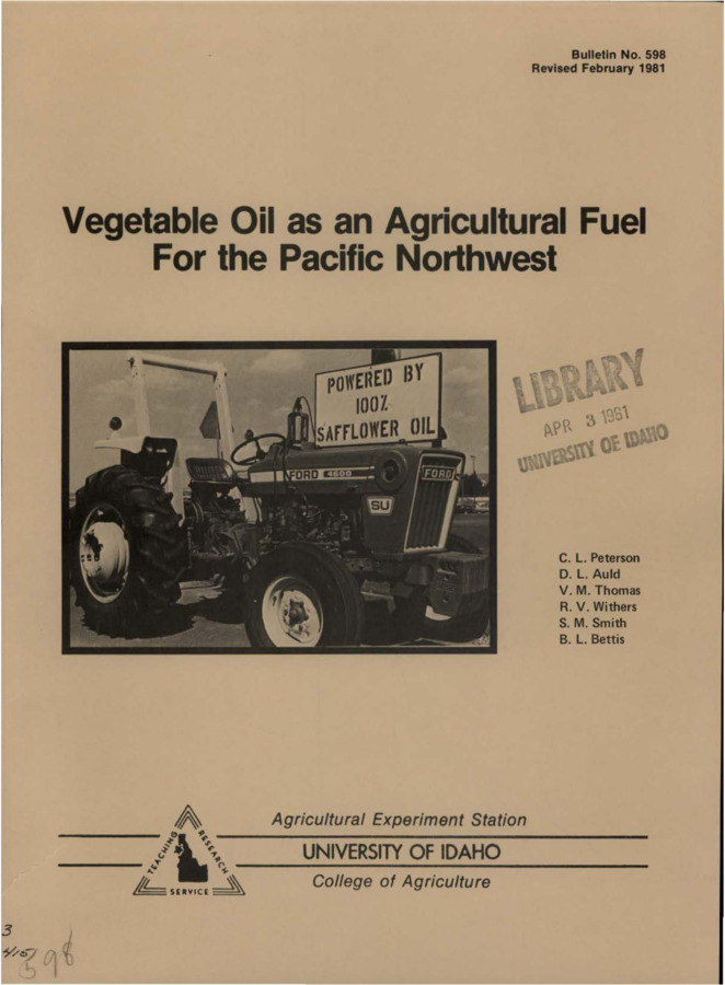 Bulletin no. 598 Moscow, Idaho :University of Idaho, College of Agriculture,1981.  C.L. Peterson ... [et al.].  7 p. :ill. ;28 cm.  Cover title.