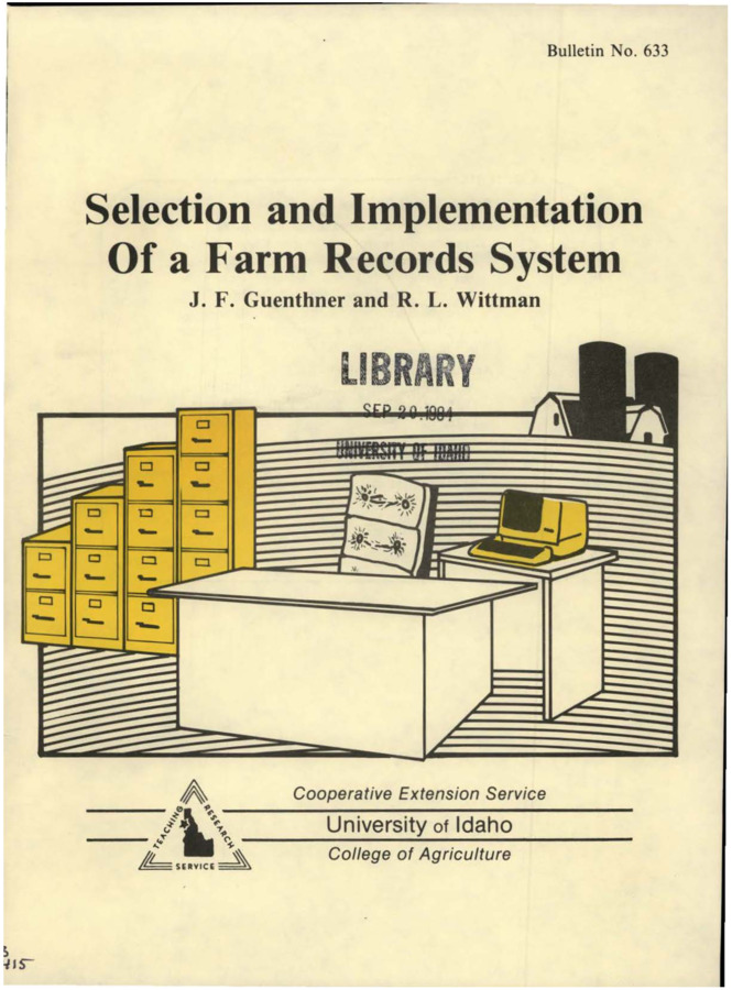 Bulletin no. 633 [Moscow, Idaho] :Cooperative Extension Service, University of Idaho, College of Agriculture,[1984]  J. F. Guenthner and R. L. Wittman.  12 p. :ill. ;28 cm.  Cover title.
