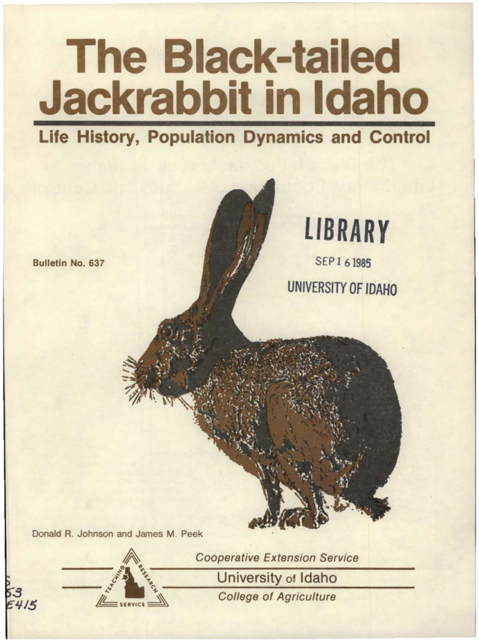 Bulletin no. 637 [Moscow, Idaho] :Cooperative Extension Service, University of Idaho, College of Agriculture,[1984]  Donald R. Johnson and James M. Peek.  15, [1] p. :ill., map ;28 cm.  Cover title.