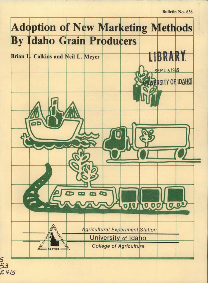 Bulletin no. 636 [Moscow, Idaho] :Agricultural Experiment Station, University of Idaho, College of Agriculture,[1985]  Brian L. Calkins and Neil L. Meyer.  17 p. ;28 cm.  Cover title.
