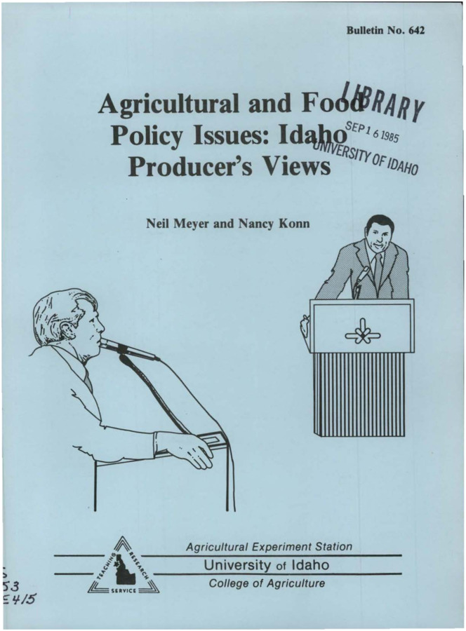 Bulletin no. 642 [Moscow, Idaho] :Agricultural Experiment Station, University of Idaho, College of Agriculture,[1985]  Neil Meyer and Nancy Konn.  19 p. ;28 cm.  Cover title.