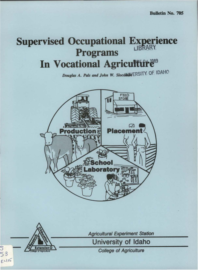 Bulletin no. 705 [Moscow, Idaho] :Agricultural Experiment Station, University of Idaho, College of Agriculture,[1989]  Douglas A. Pals and John W. Slocombe.  10, [1] p. ;28 cm.  Cover title.