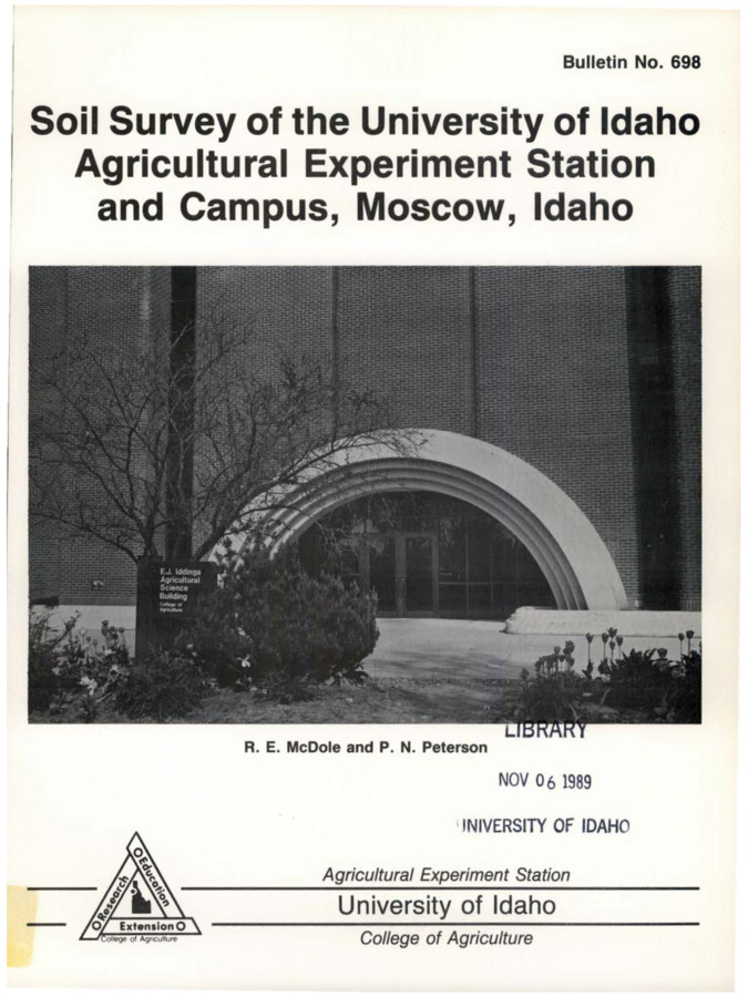 Bulletin no. 698 [Moscow, Idaho] :Agricultural Experiment Station, University of Idaho, College of Agriculture,[1989]  R.E. McDole and P.N. Peterson.  52, [17] p. :ill., maps ;28 cm.  Cover title.