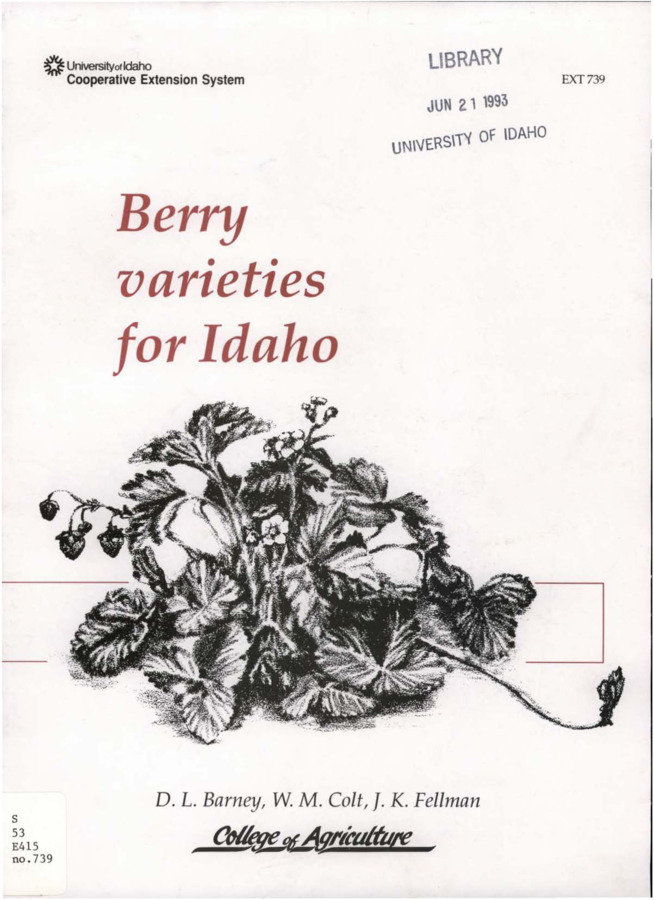 Bulletin no. 739 Moscow, Idaho :University of Idaho, College of Agriculture, Cooperative Extension System, 1992-11-01. Author(s): D. L. Barney, W M. Colt, f. K. Fellman
