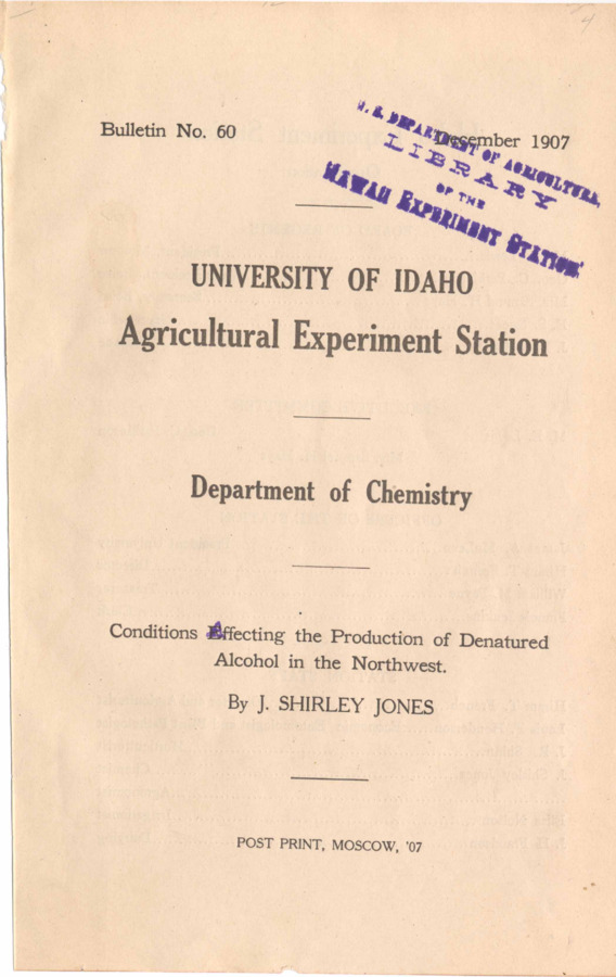 21 p., University of Idaho Agricultural Experiment Station, Bulletin No. 60, September 1907.
