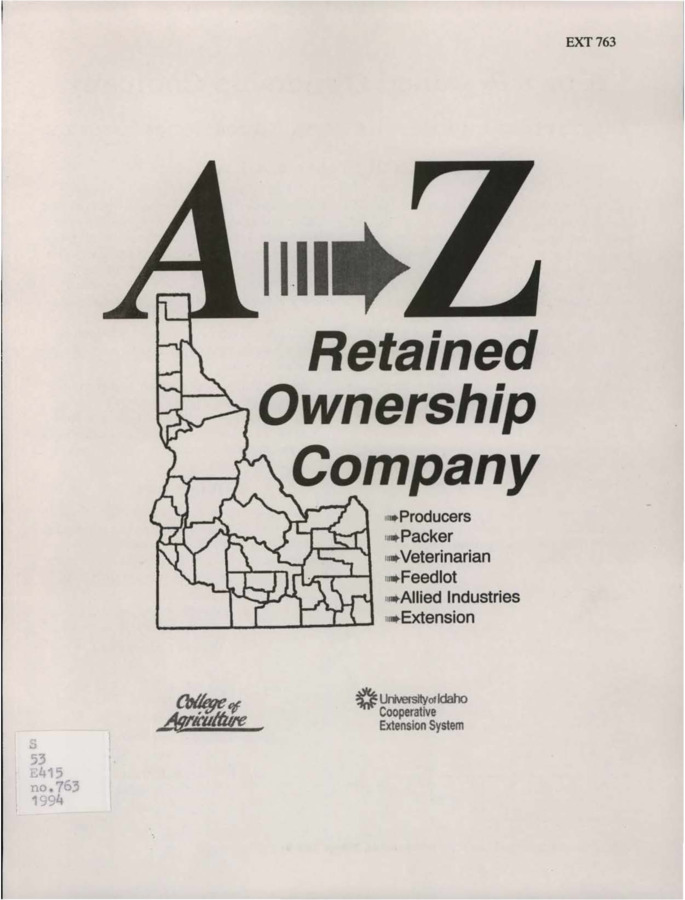 Bulletin no. 763 Moscow, Idaho :University of Idaho, College of Agriculture, Cooperative Extension System, 1994-09-01. Author(s): Momont, P. A.; Rimbey, N. R.; Keetch, G. A.