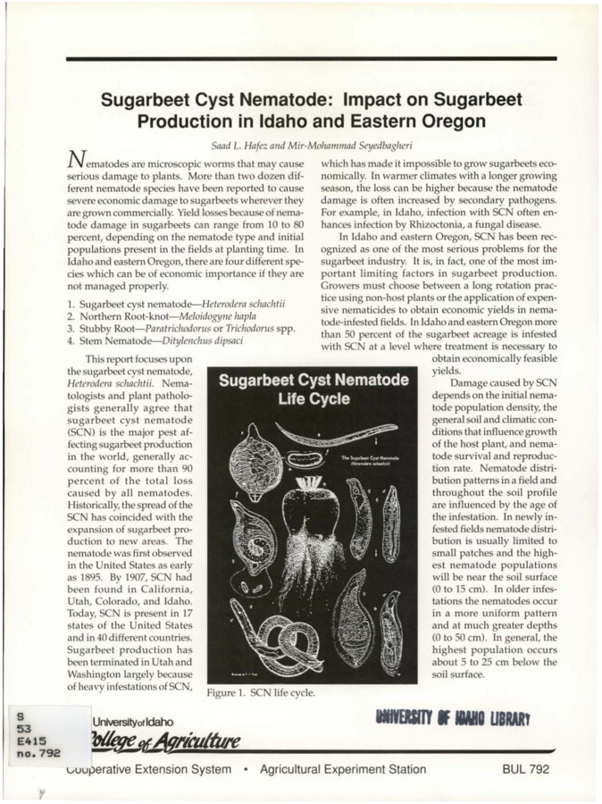 Bulletin no. 792 Moscow, Idaho :University of Idaho, College of Agriculture, Cooperative Extension System, Agricultural Experiment Station,[1997]  Saad L. Hafez and Mir-Mohammad Seyedbagheri.  7 p. :ill. (some col.) ;28 cm.  Caption title.