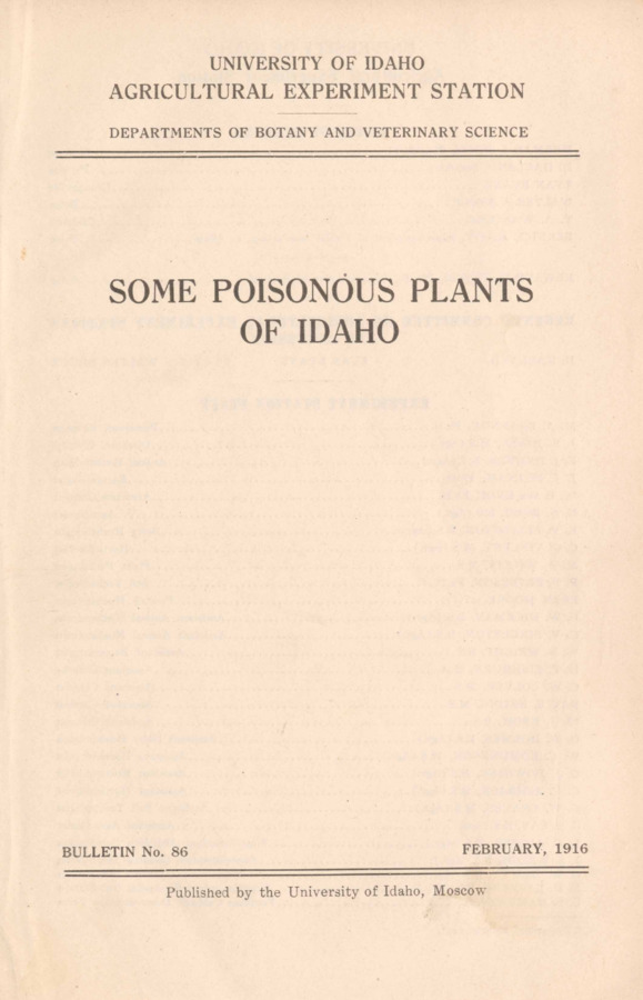 16 p., University of Idaho Agricultural Experiment Station, Bulletin No. 86, February 1916.