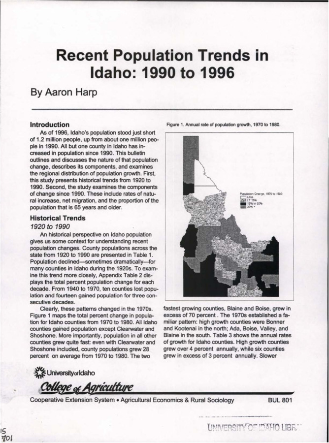 Bulletin no. 801 Moscow, Idaho :University of Idaho, College of Agriculture, Cooperative Extension System, Agricultural Economics & Rural Sociology,[1998]  by Aaron Harp.  6, A-11 p. :maps ;28 cm.  Caption title.;Includes bibliographical references (p. 6)