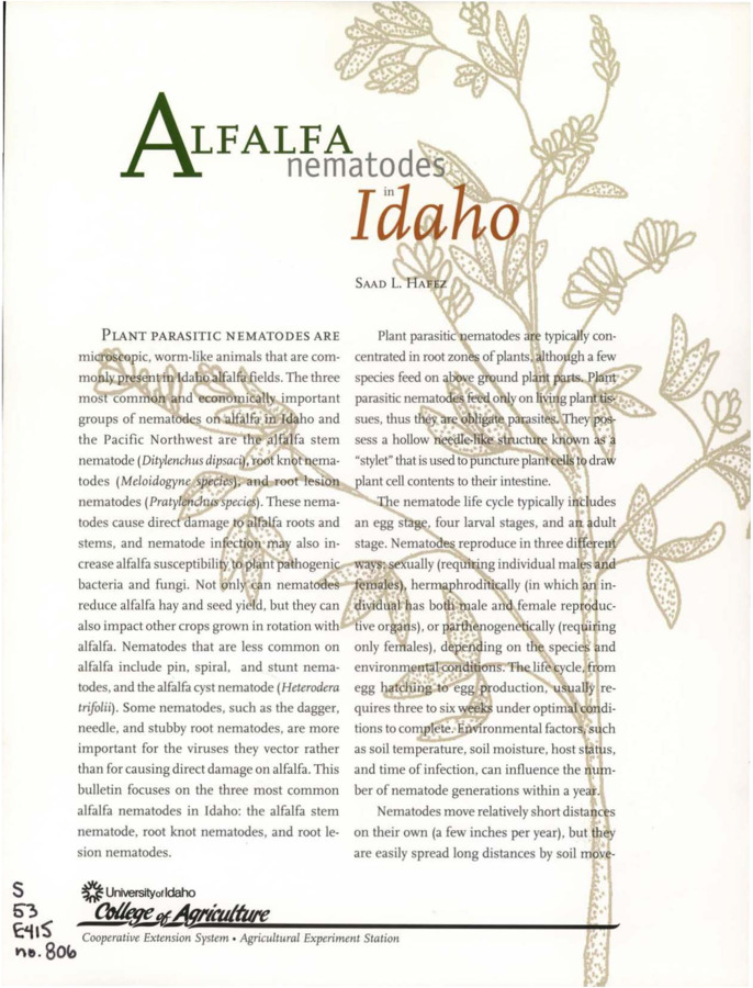Bulletin no. 806 Moscow, Idaho :University of Idaho, College of Agriculture,[1998]  Saad L. Hafez.  11 p. :ill. (some col.), col. maps ;28 cm.  Caption title.;""Dec 1998""--P. [12].