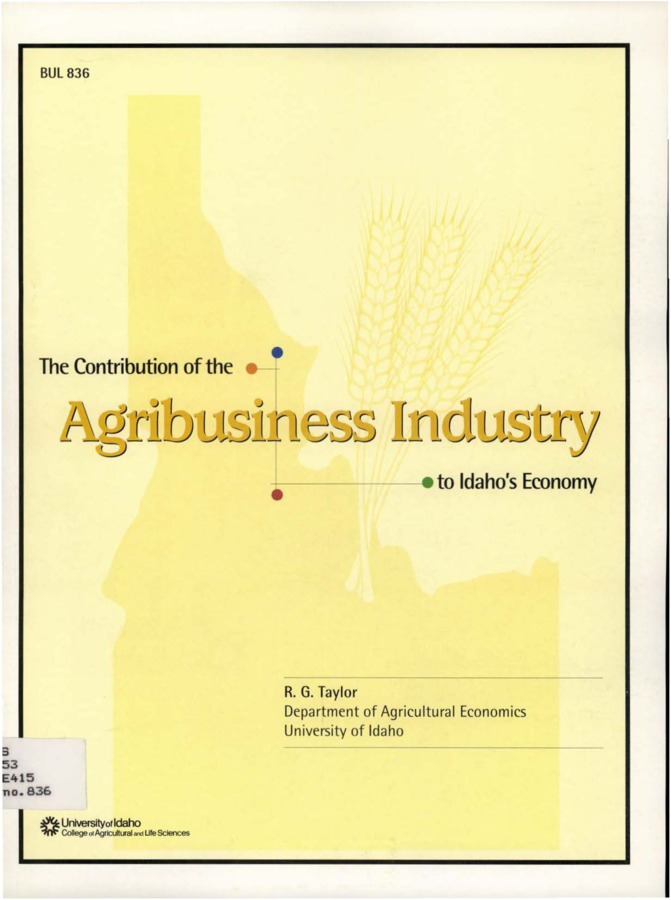Bulletin no. 836 Moscow, Idaho :University of Idaho, College of Agriculture, Cooperative Extension System, 2001-09-01. Author(s): Taylor, R. G.