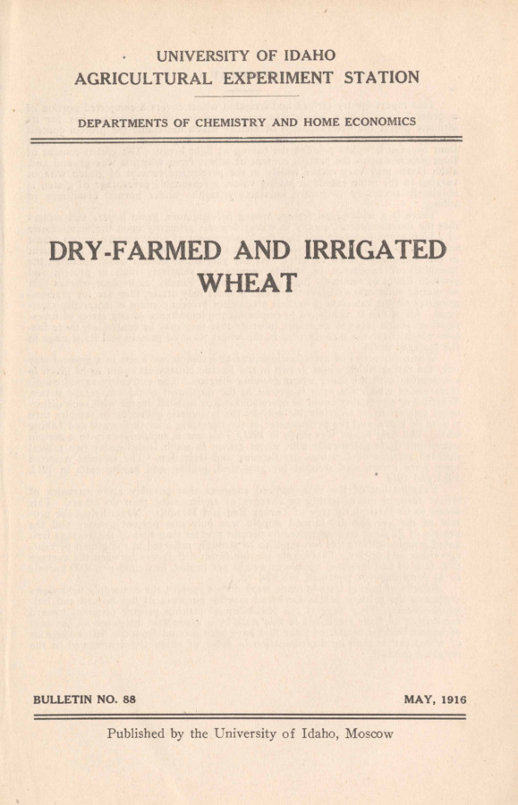 20 p., University of Idaho Agricultural Experiment Station, Bulletin No. 88, May 1916.