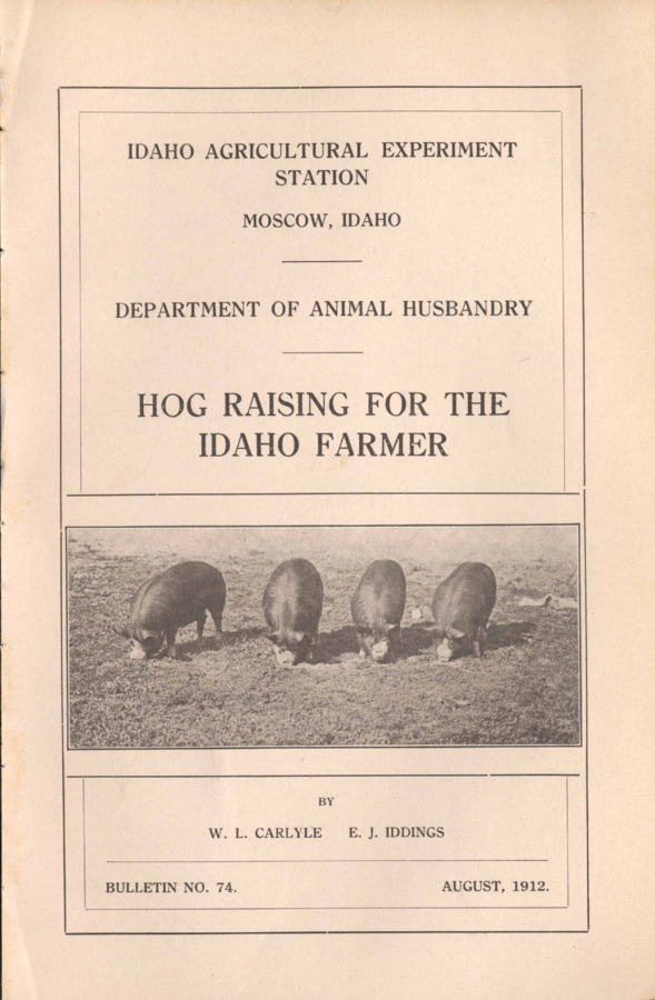 31 p., University of Idaho Agricultural Experiment Station, Bulletin No. 74, August 1912.