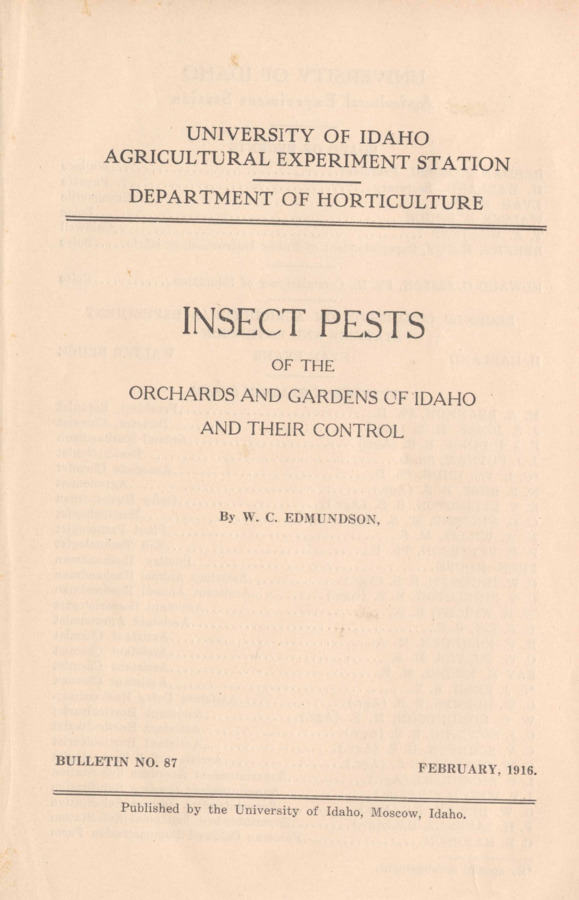 31 p., University of Idaho Agricultural Experiment Station, Bulletin No. 87, February 1916.