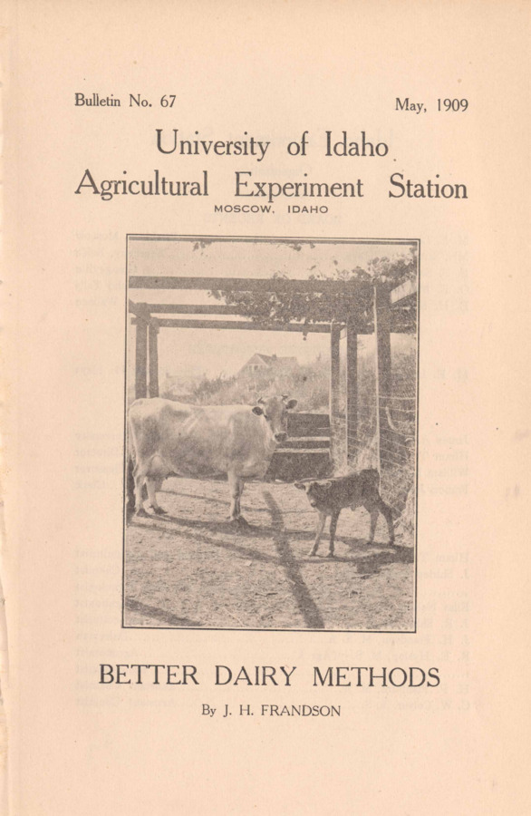 48 p., University of Idaho Agricultural Experiment Station, Bulletin No. 67, May 1909.