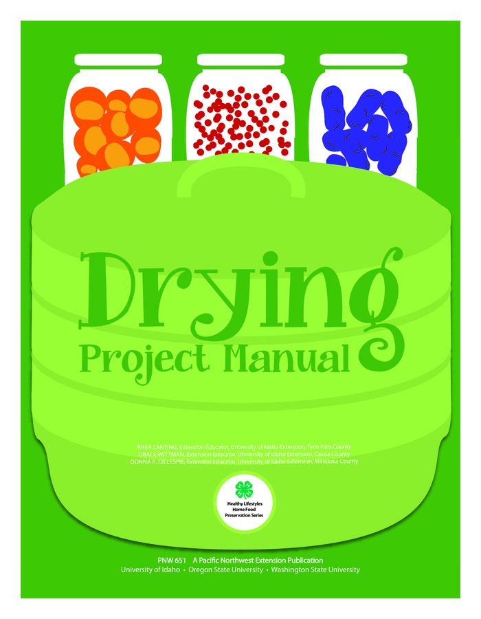 For ages 8-18, the drying project manual covers the basics of healthy eating and food safety and specific instructions for drying fruits, vegetables, and herbs. Thirteen hands-on activities engage youth in drying a variety of foods and using dried foods in recipes, menus, and taste tests. Each activity concludes with questions for further learning. The manual follows USDA food-preservation guidelines. Other manuals in the series deal with freezing (ages 8-18), boiling water canning (ages 8-18), and pressure canning (ages 14-18).