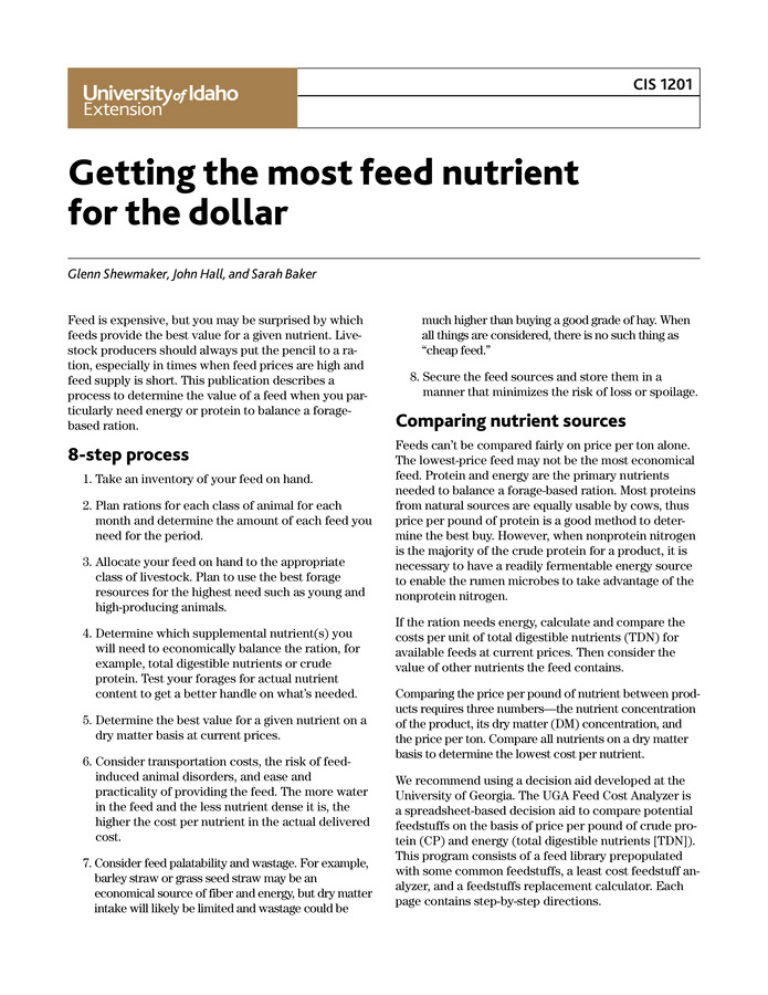 This publication describes a process livestock producers should use to determine the value of a feed that will provide energy or protein to balance a forage-based ration.