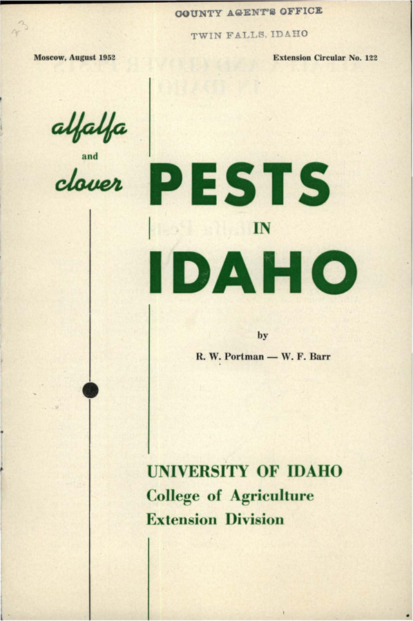 University of Idaho, College of Agriculture, Extension Division, Extension Circular No. 122.