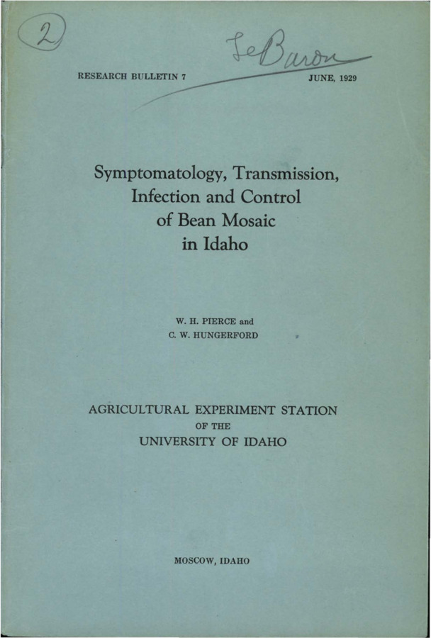 Idaho Agricultural Experiment Station,  Research Bulletin No. 7.