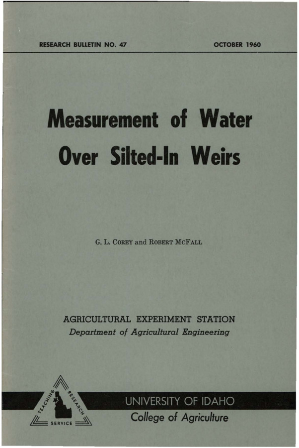 Idaho Agricultural Experiment Station,  Research Bulletin No. 47.