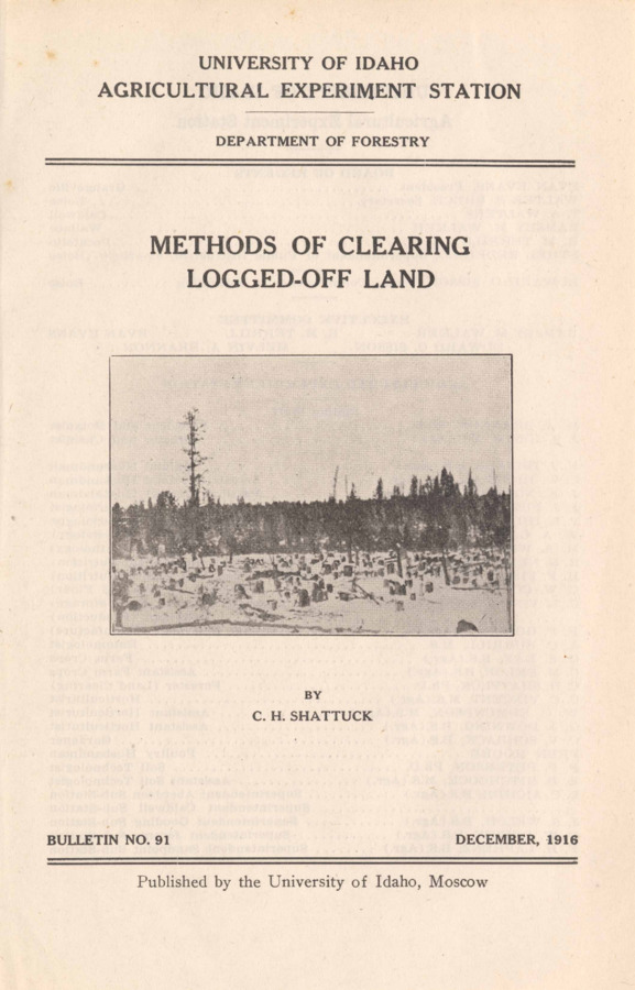 59 p., University of Idaho Agricultural Experiment Station, Bulletin No. 91, December 1916.